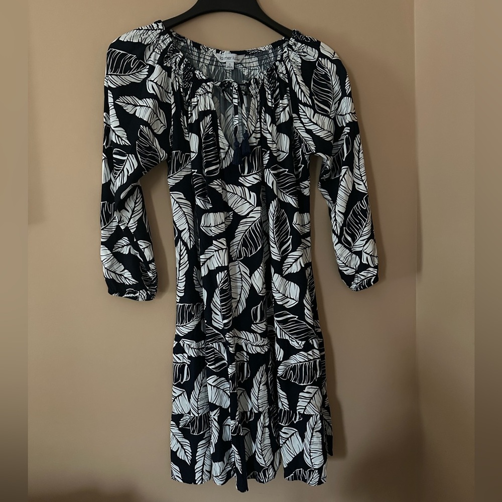 Black and White Leaf Print Dress